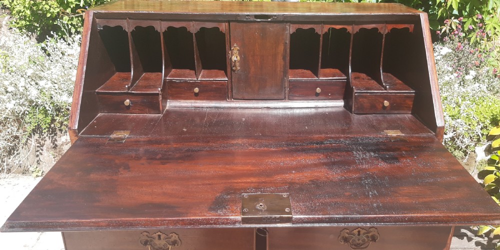 Small Georgian mahogany bureau View XIII