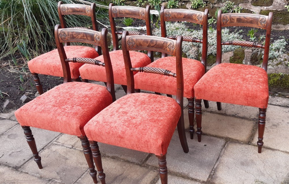 Beautiful set of six mahogany Regency dining chairs