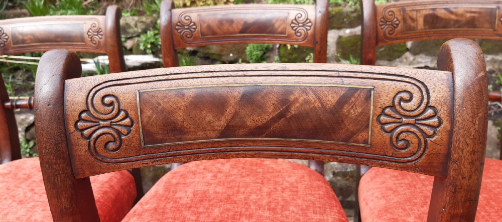 Beautiful set of six mahogany Regency dining chairs View IV