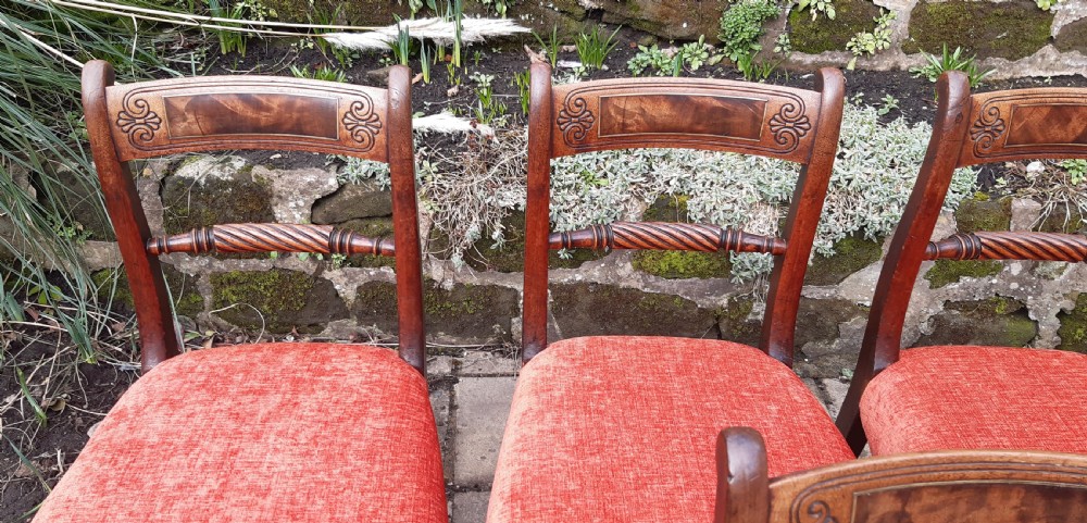 Beautiful set of six mahogany Regency dining chairs View V
