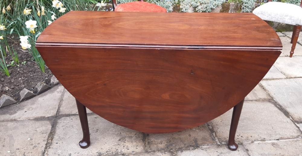 Large Georgian drop leaf pad foot dining table