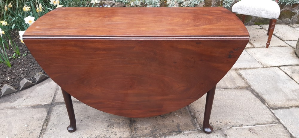 Large Georgian drop leaf pad foot dining table View II