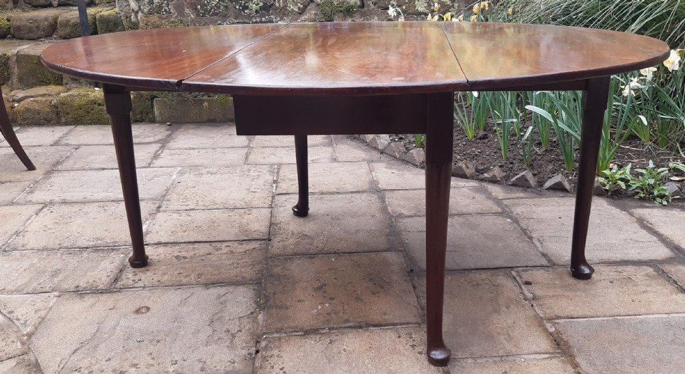Large Georgian drop leaf pad foot dining table View VIII
