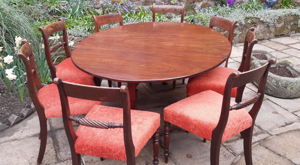 Large Georgian drop leaf pad foot dining table View IX