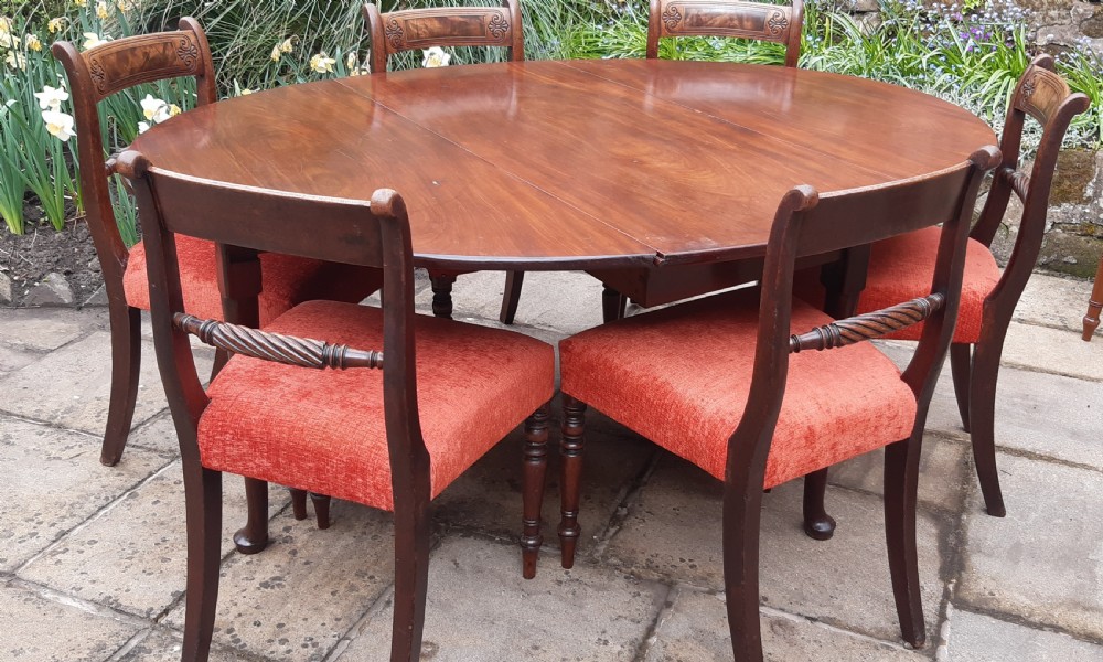 Large Georgian drop leaf pad foot dining table View X