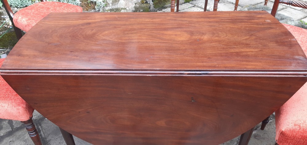 Large Georgian drop leaf pad foot dining table View XI