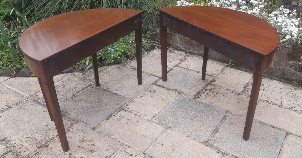 Pair of console demi lune tables View VIII