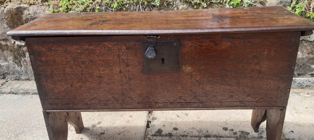 Very small oak sword chest coffer 