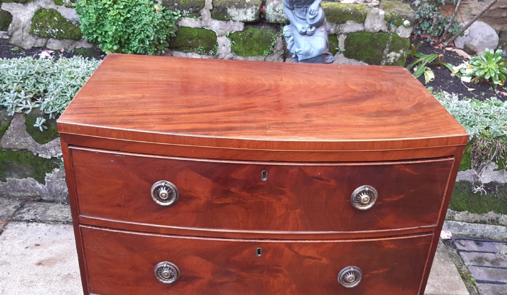 Small Mahogany chest of drawers Georgian bow front View IV