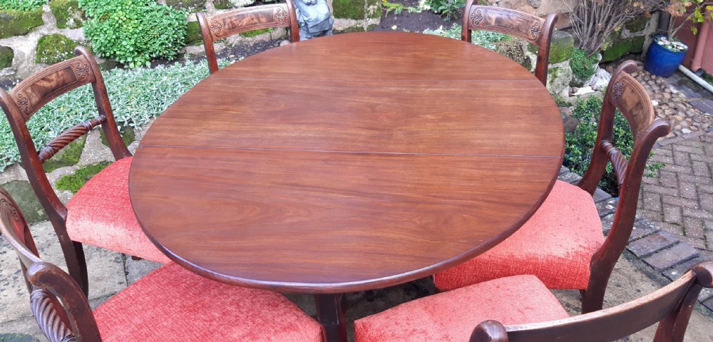 Georgian mahogany drop leaf dining table  View III