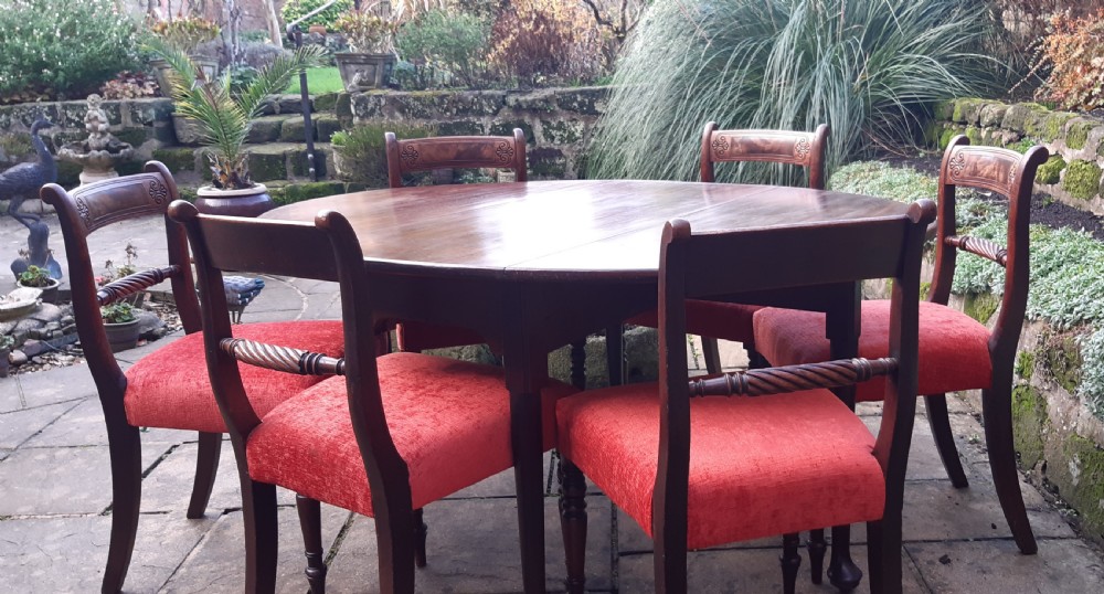 Georgian mahogany drop leaf dining table  View IV