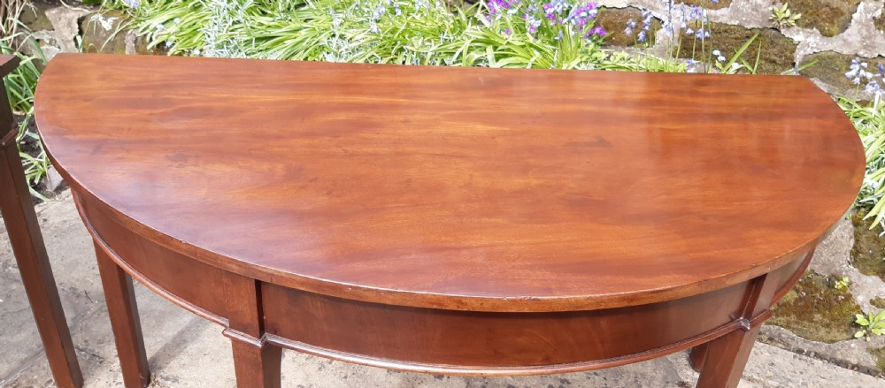 Pair of large demi lune tables mahogany Georgian  View VII