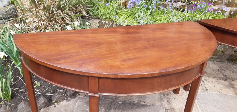 Pair of large demi lune tables mahogany Georgian  View VIII