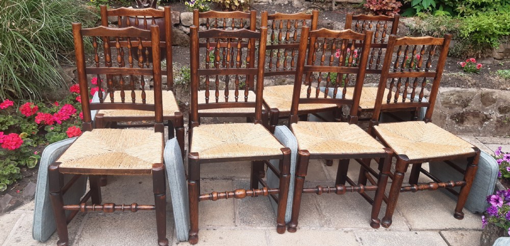 8 spindleback chairs 19th century  View V
