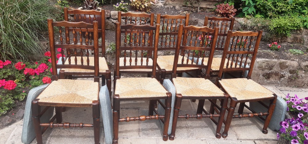 8 spindleback chairs 19th century  View X