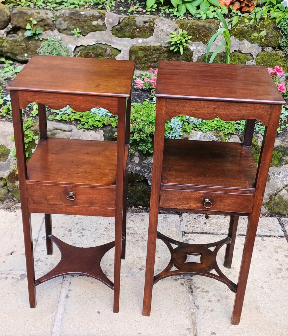 A pair of matched Georgian mahogany bedside tables  View II