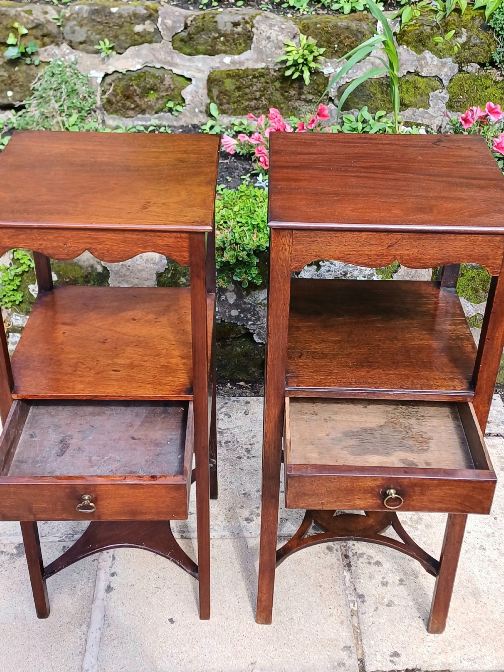 A pair of matched Georgian mahogany bedside tables  View IV