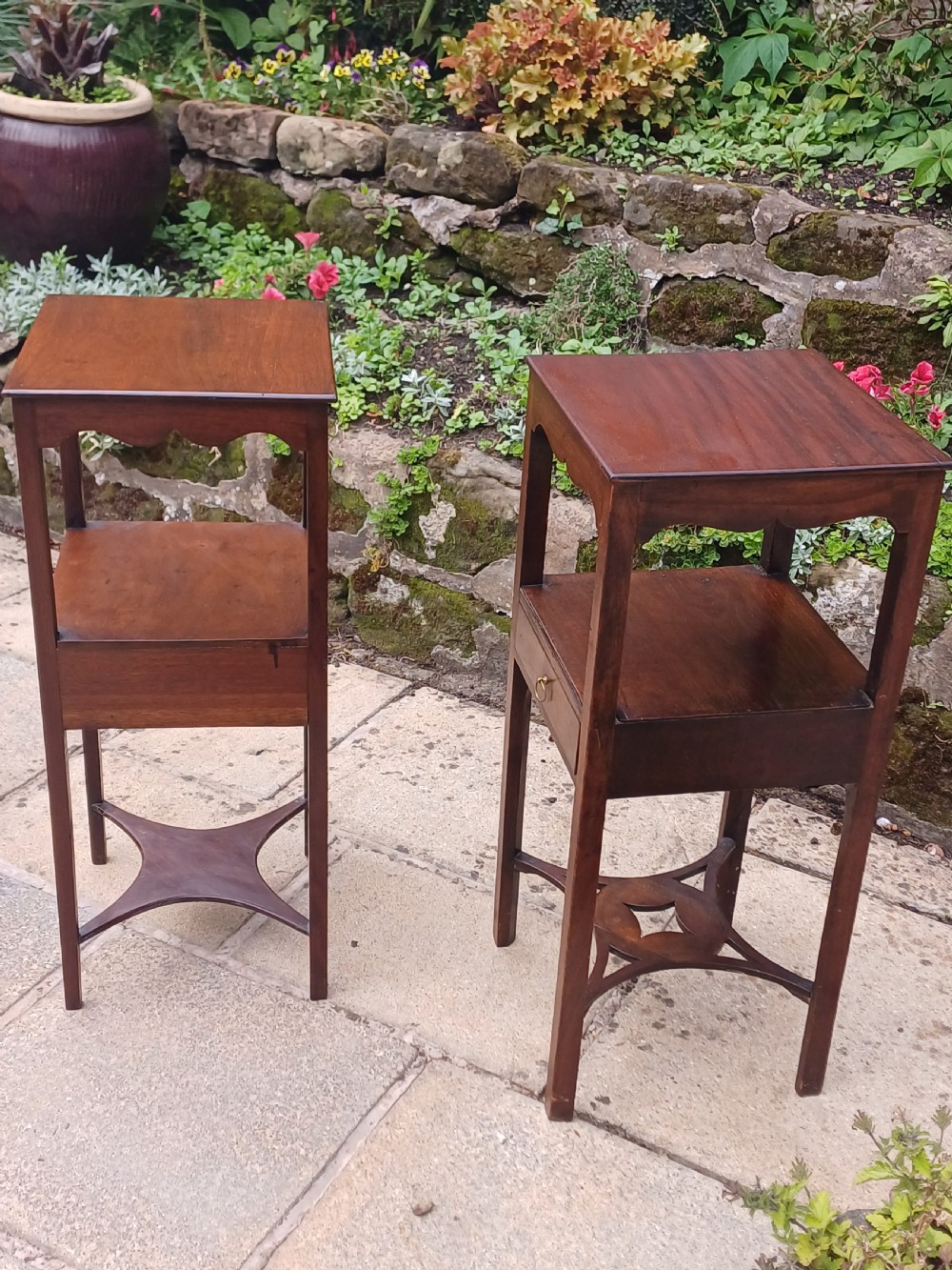 A pair of matched Georgian mahogany bedside tables  View V