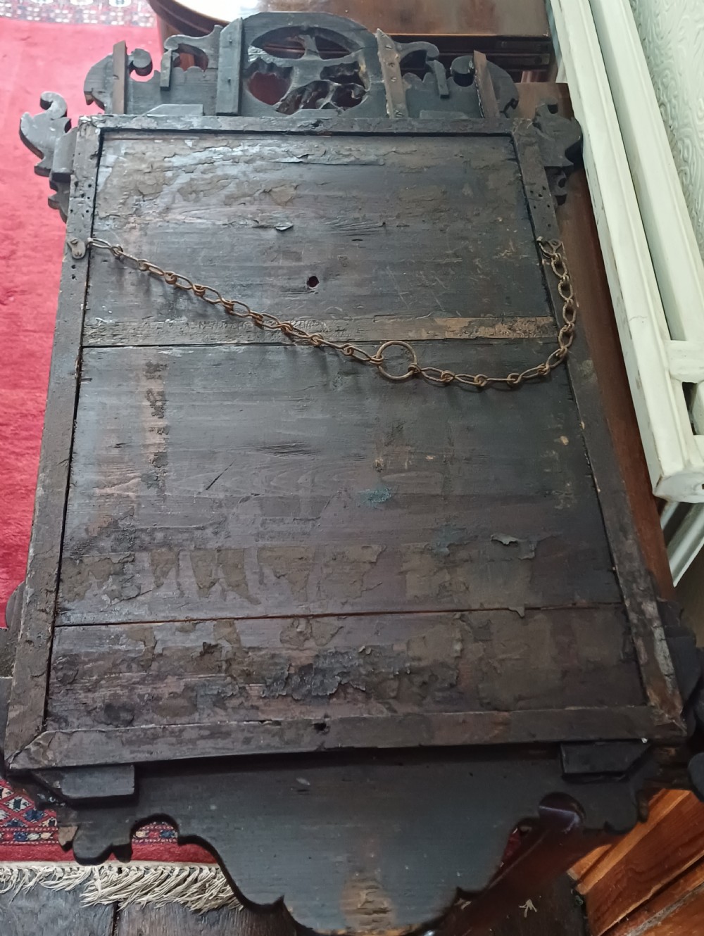 Georgian mahogany fretwork wall mirror with hoho bird View V