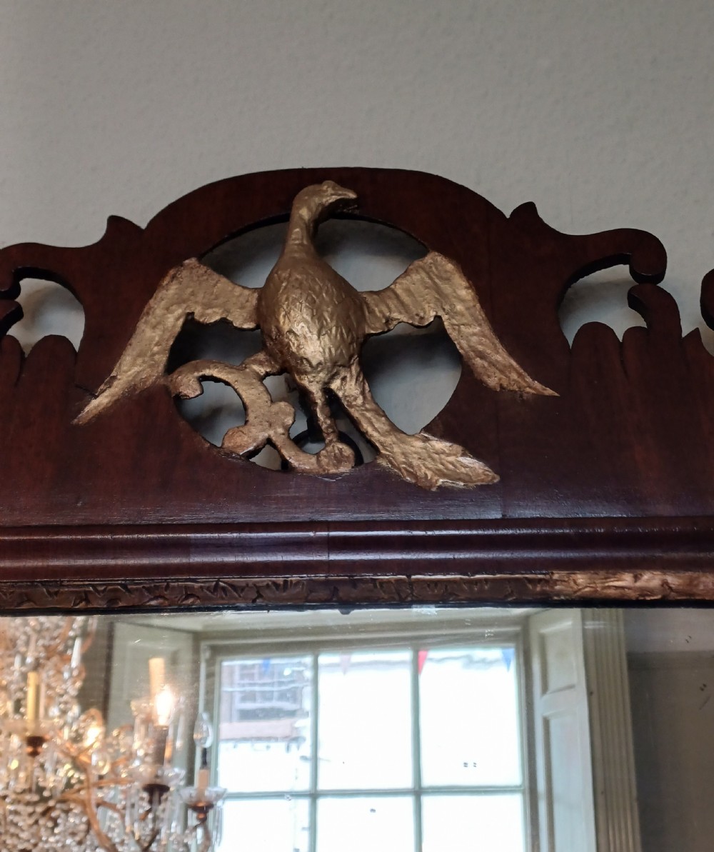 Georgian mahogany fretwork wall mirror with hoho bird View VI