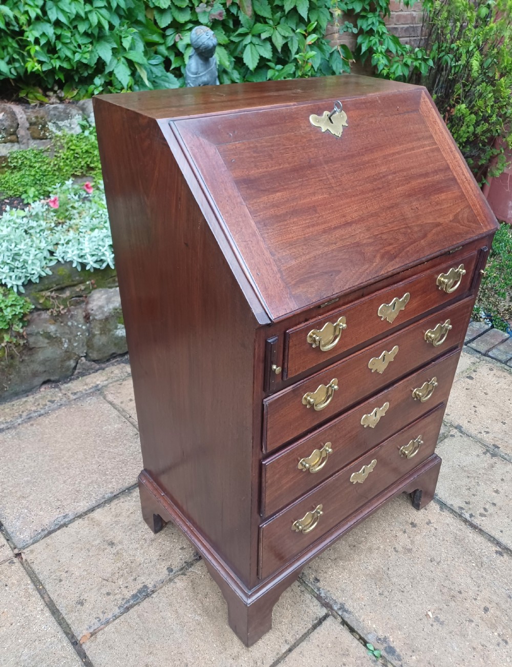 Small rare sized Georgian mahogany bureau  View III