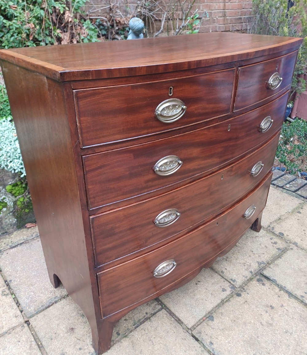 Mahogany bow fronted chest of drawers View IX