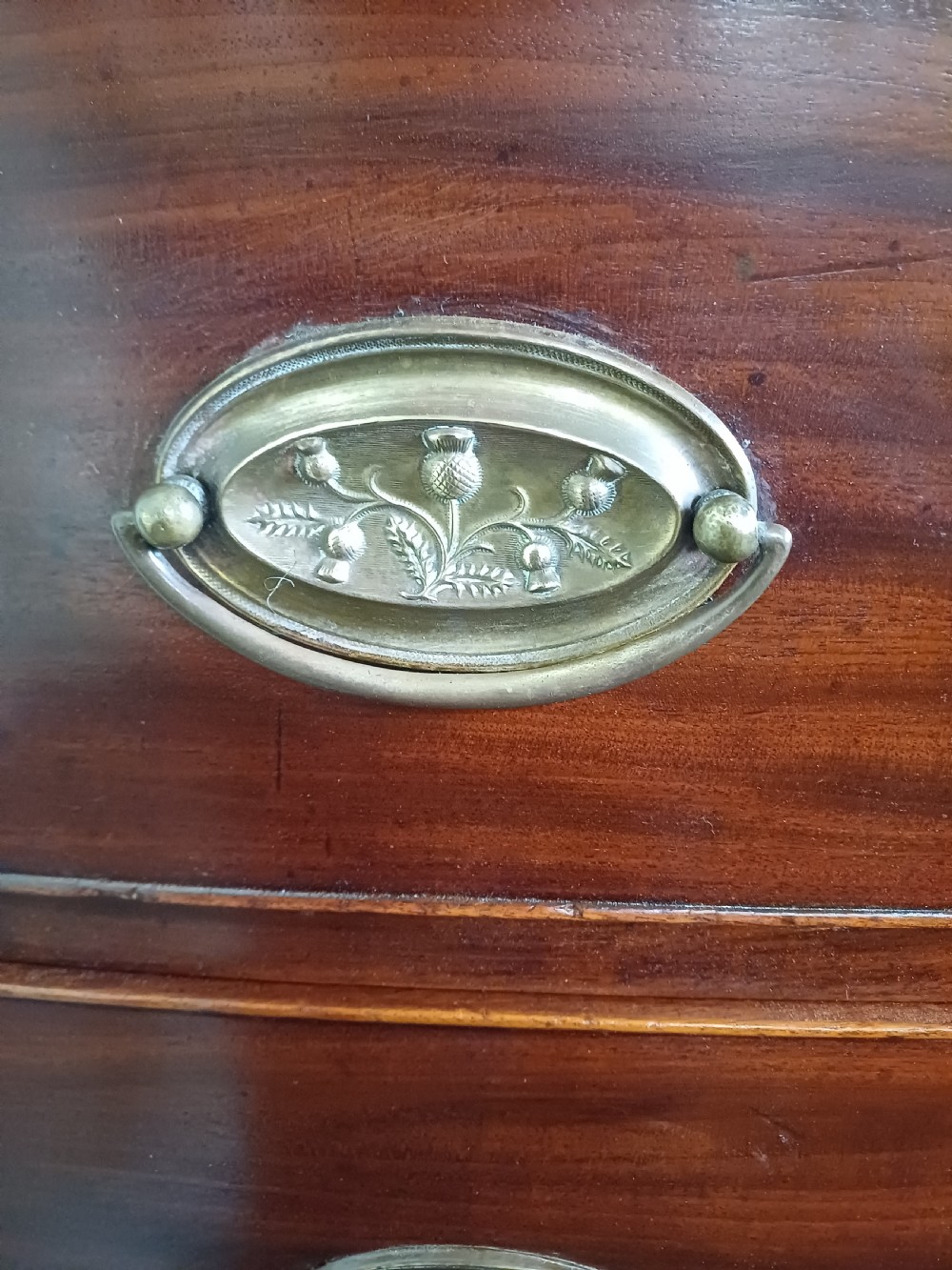 Mahogany bow fronted chest of drawers View XI