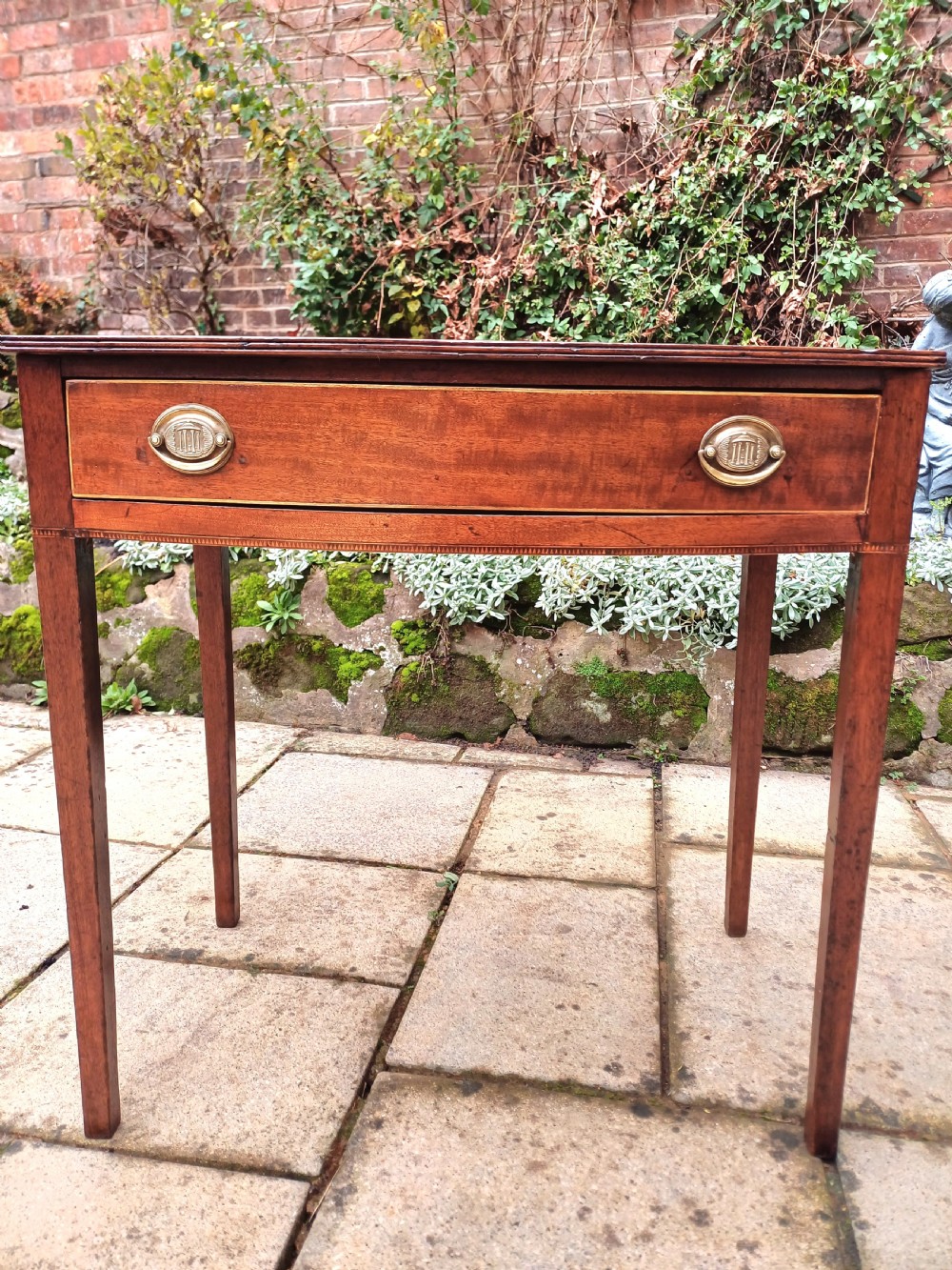 Georgian mahogany side table dressing table bow front  View IV