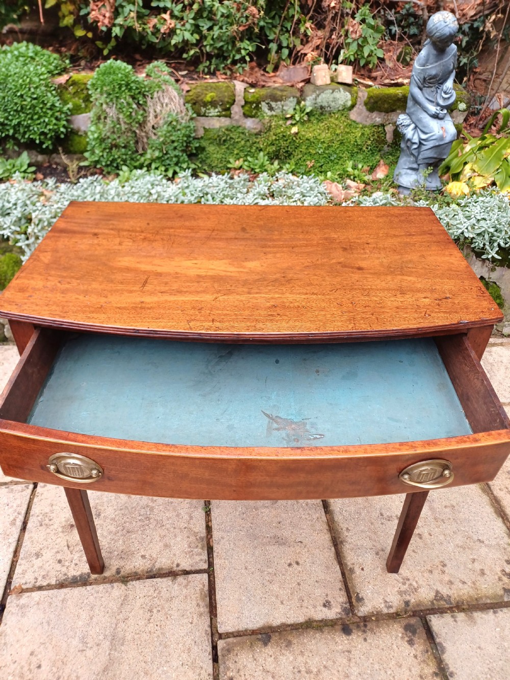 Georgian mahogany side table dressing table bow front  View VI
