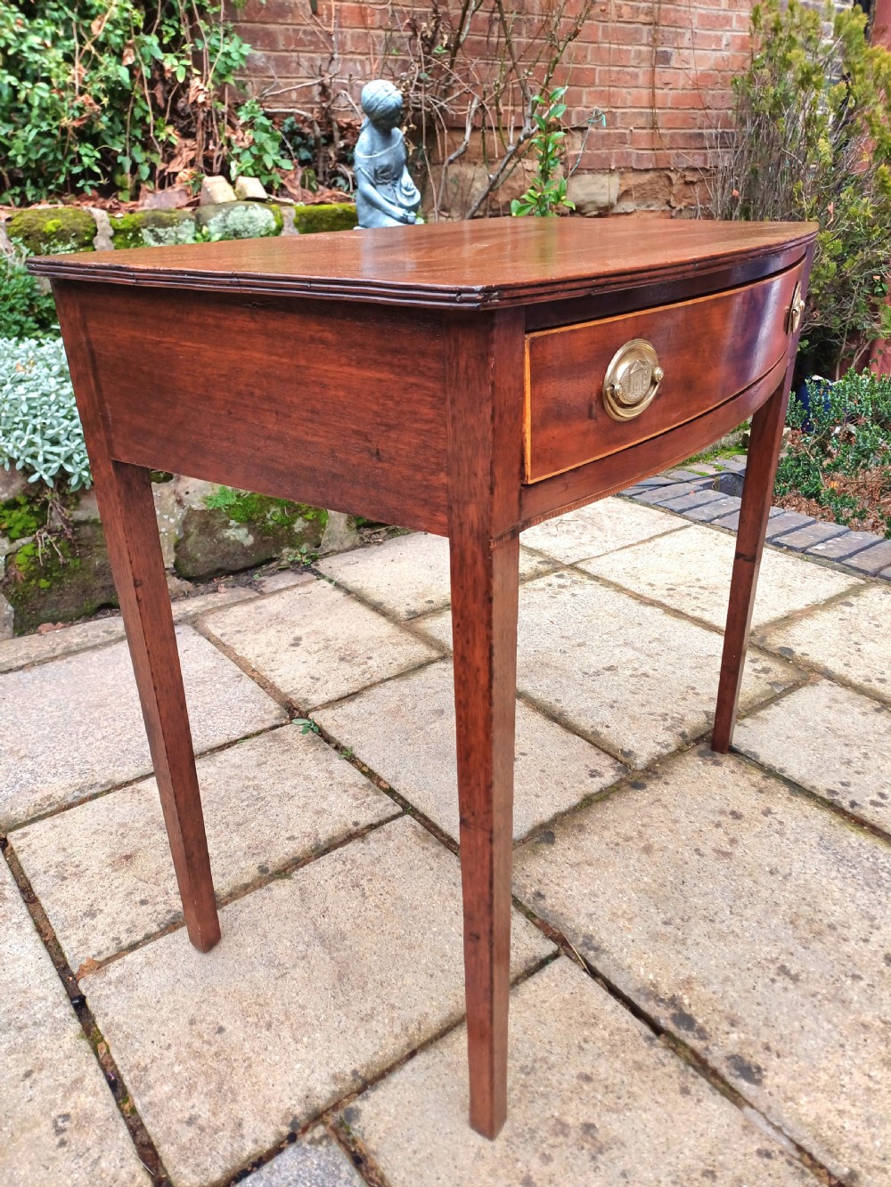 Georgian mahogany side table dressing table bow front  View VII
