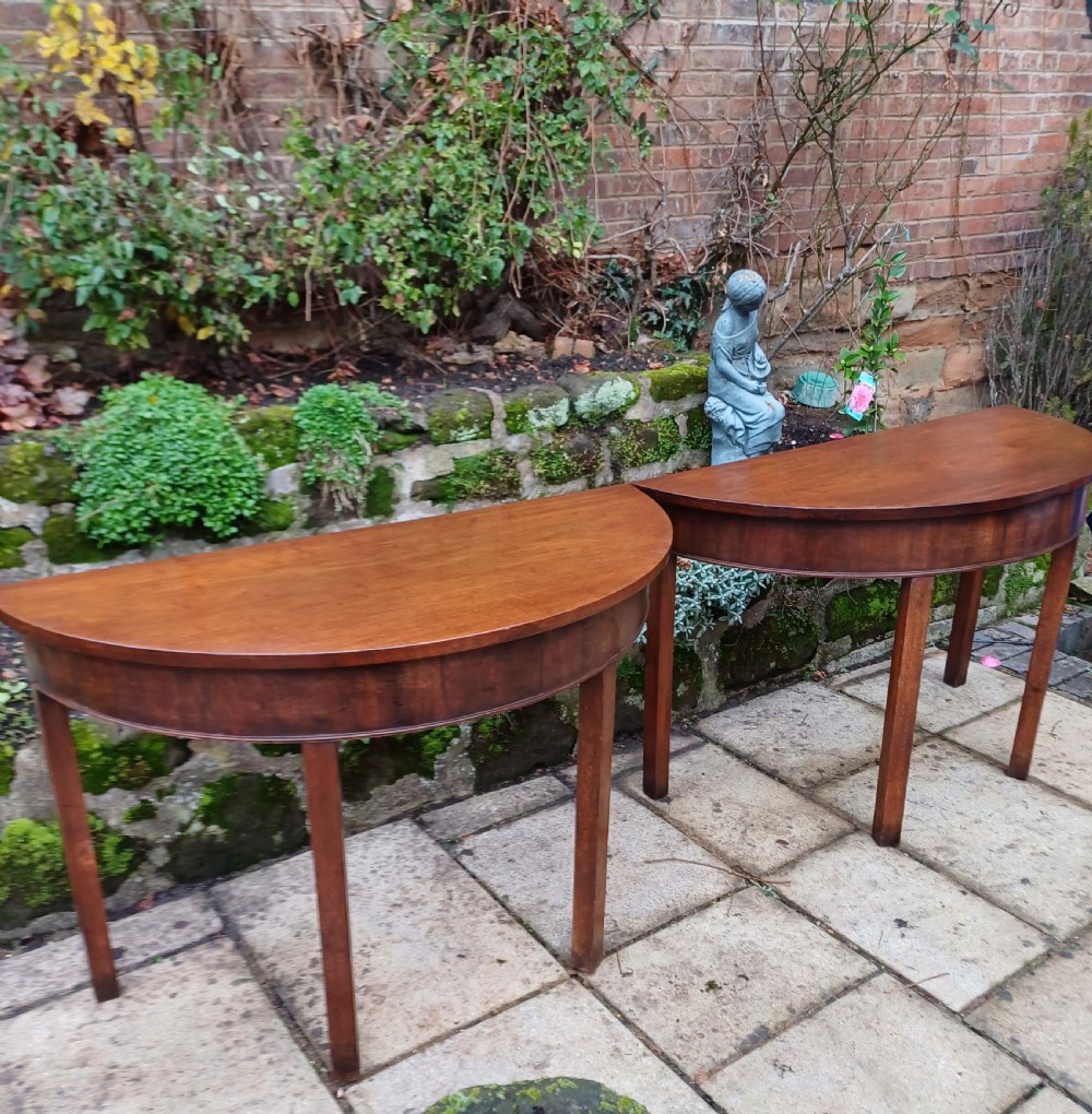 A pair of demi lune console mahogany Georgian  View II