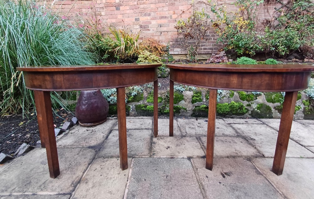 A pair of demi lune console mahogany Georgian  View VII