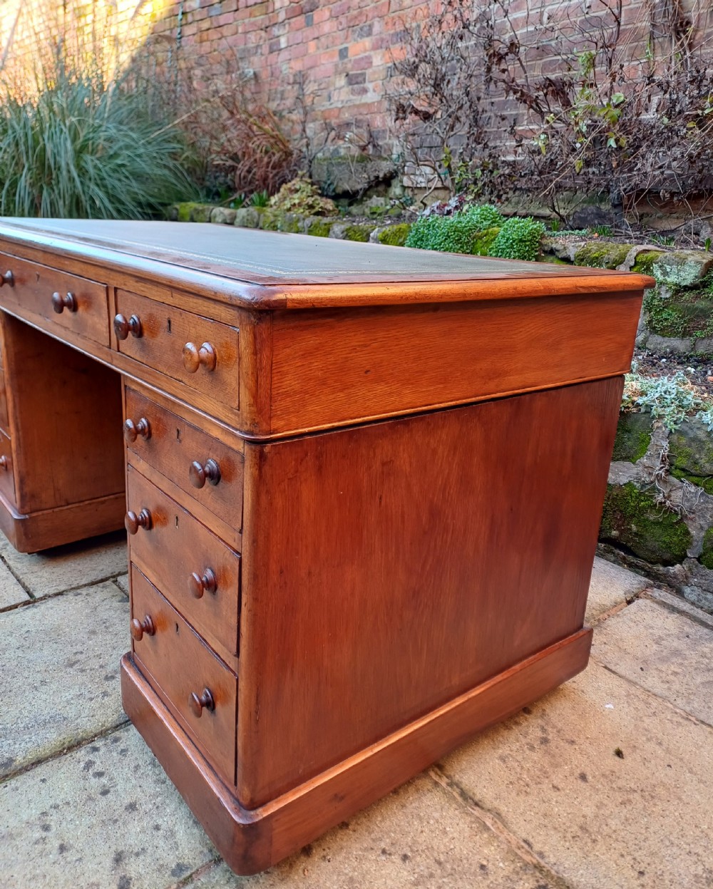 Oak pedestal desk Victorian View VI