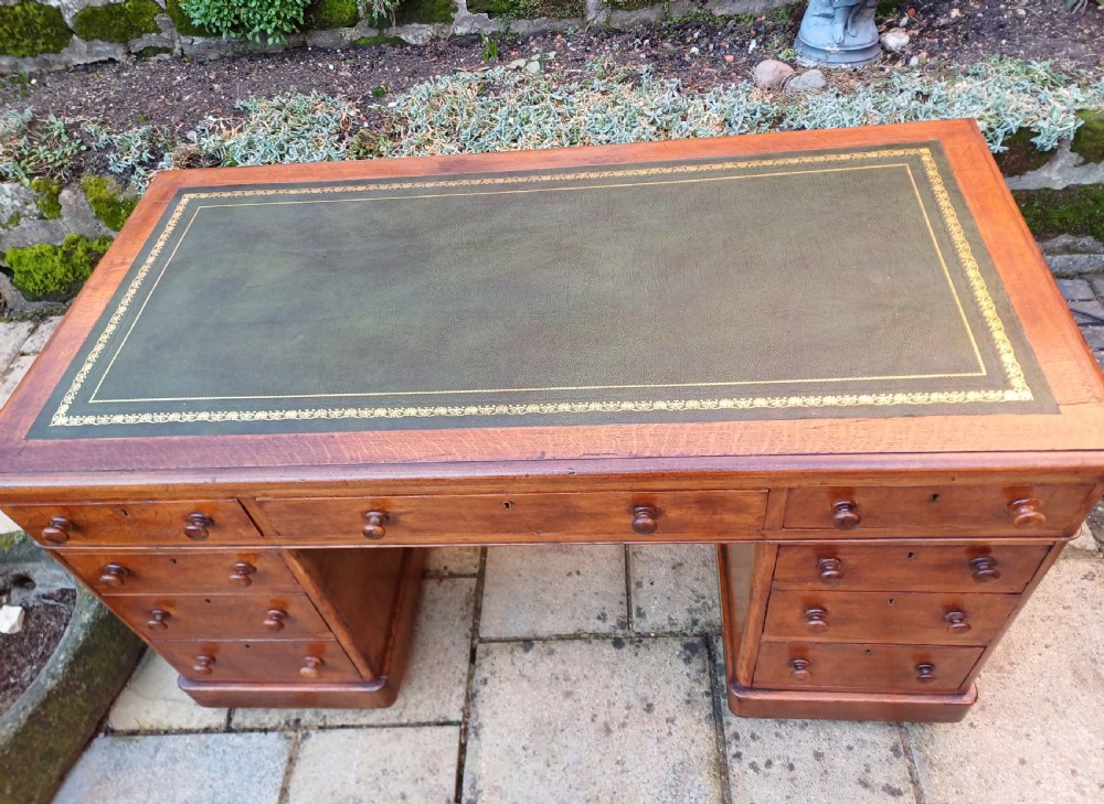Oak pedestal desk Victorian View VII