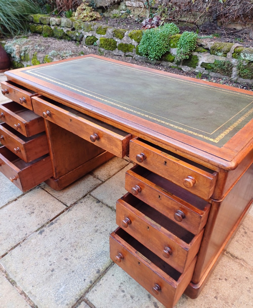 Oak pedestal desk Victorian View VIII