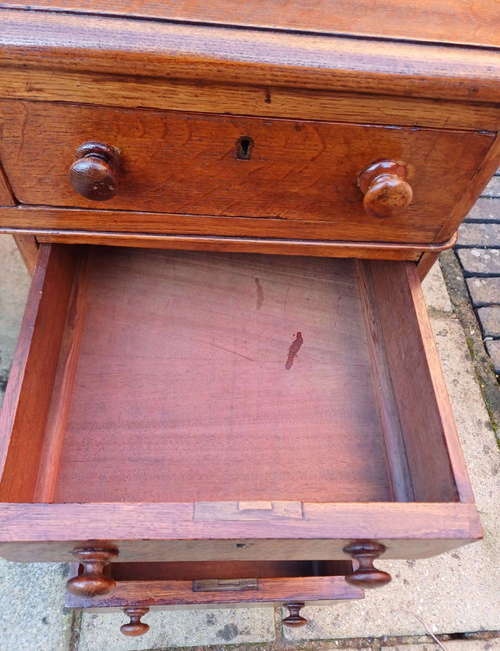 Oak pedestal desk Victorian View IX