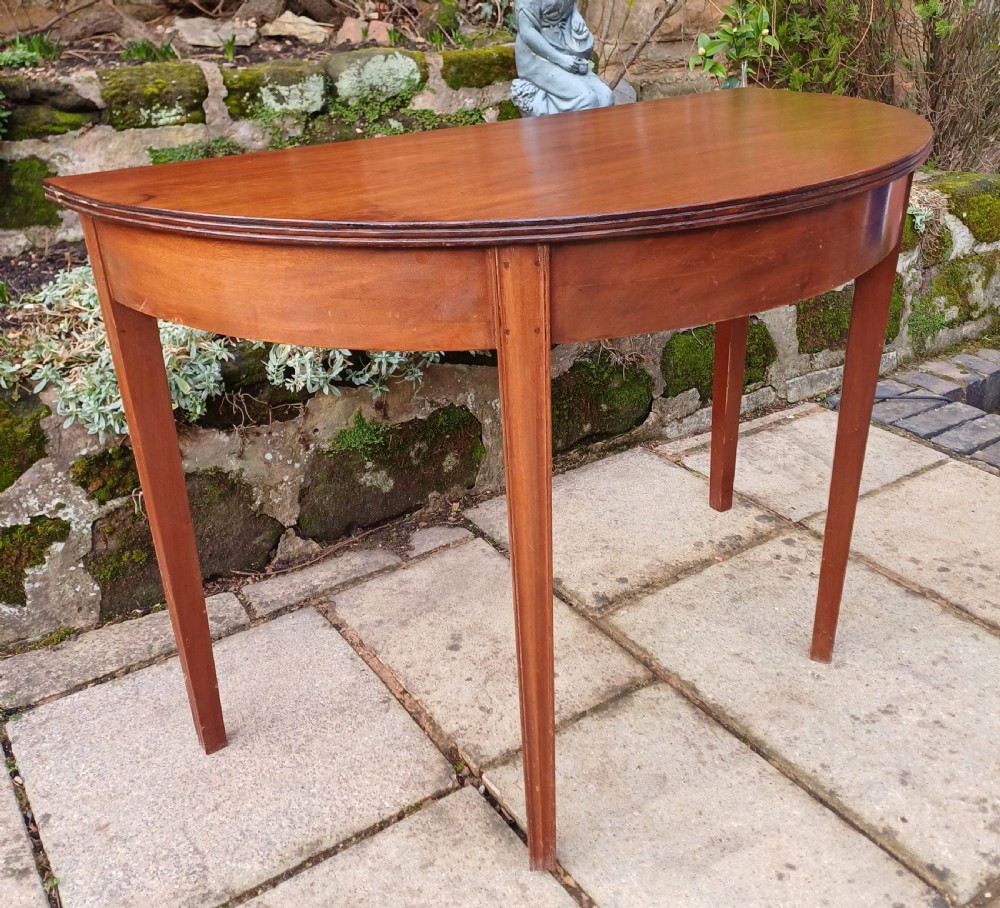 Demi lune side hall table mahogany  View V