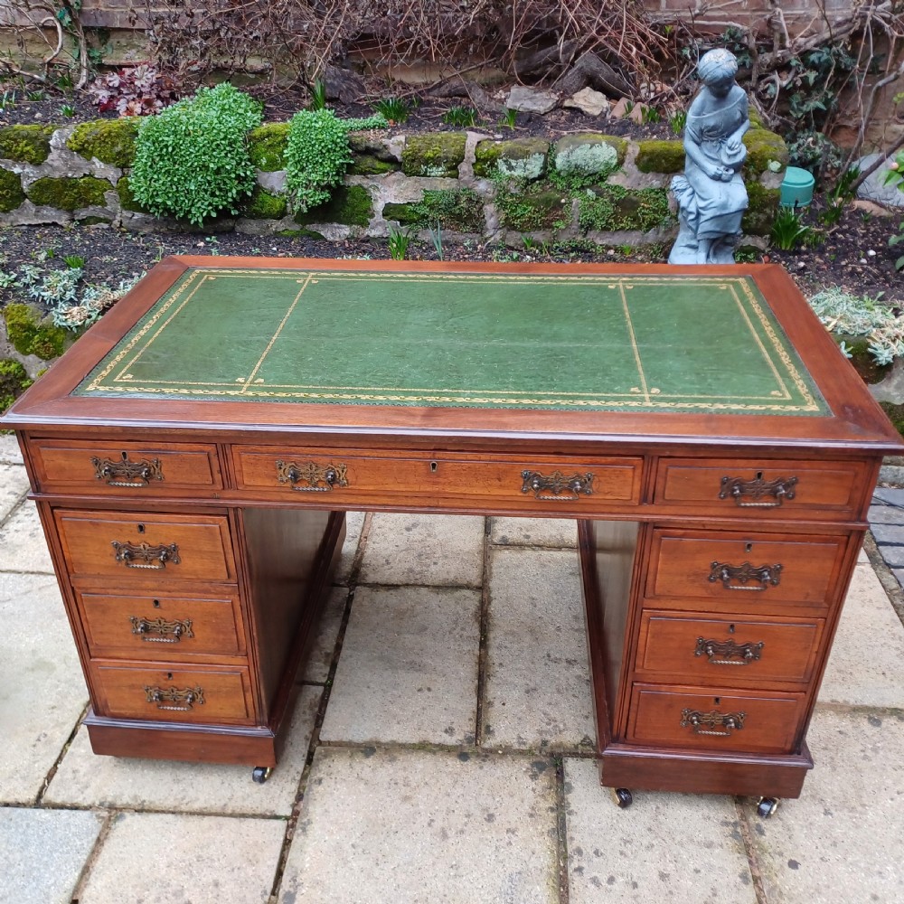 Victorian mahogany pedestal desk  View II