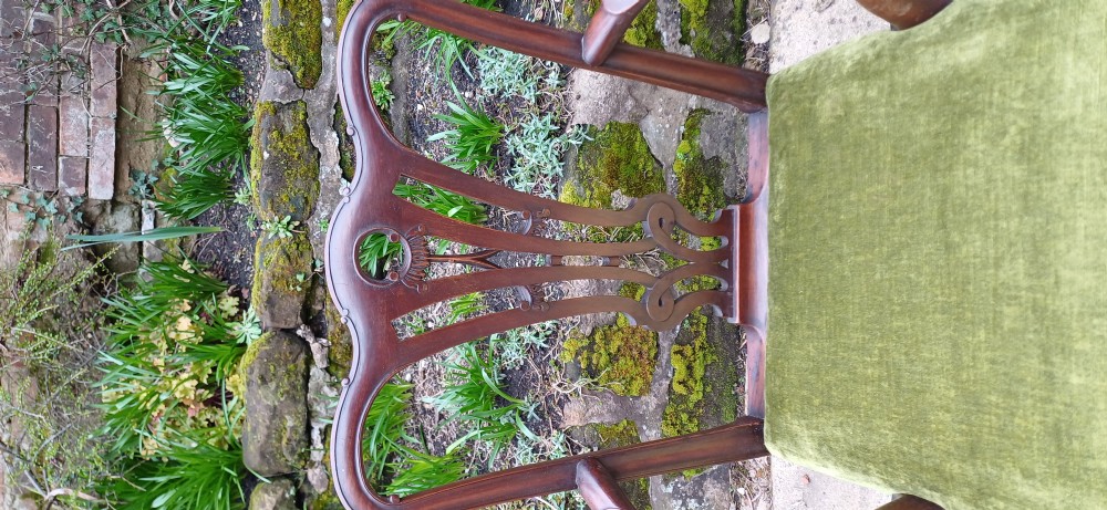 Pair of Georgian mahogany armchairs. Chippendale style.  View X