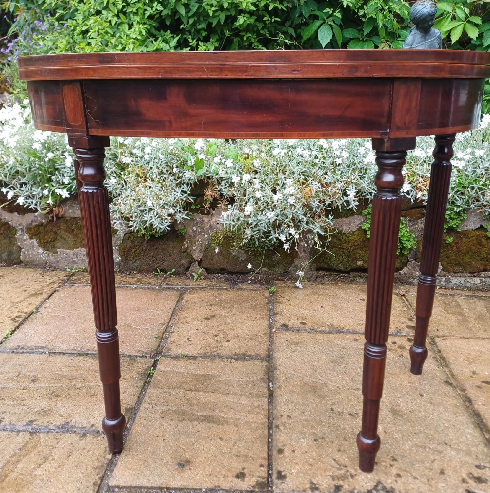 Pretty Regency demi lune mahogany table View II