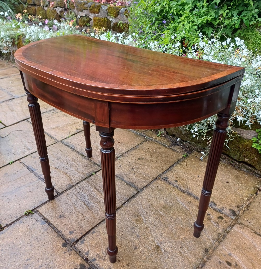 Pretty Regency demi lune mahogany table View IV