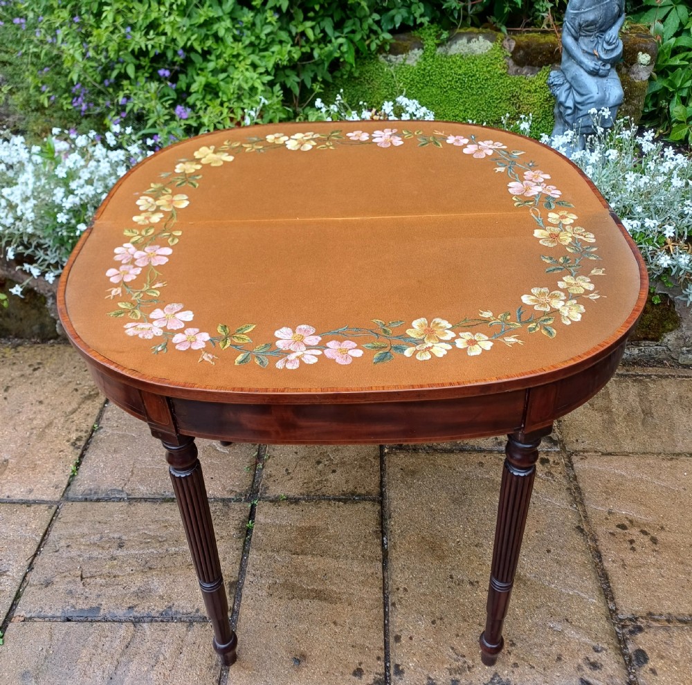 Pretty Regency demi lune mahogany table View VI