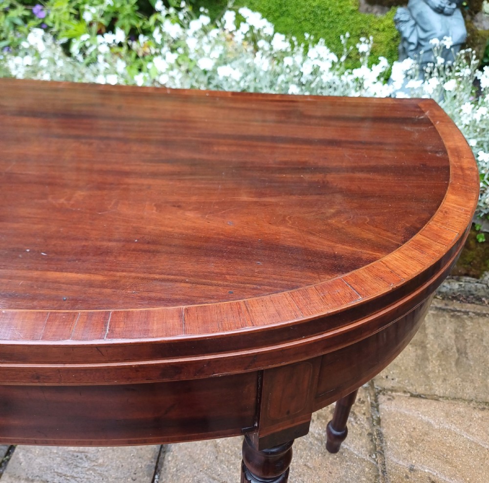 Pretty Regency demi lune mahogany table View VII