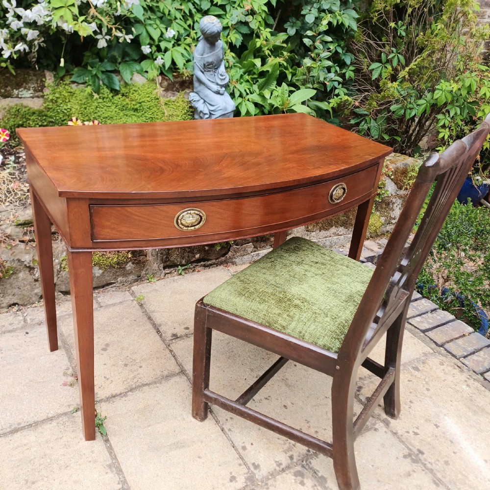 Georgian bow front writing dressing side table mahogany  View III