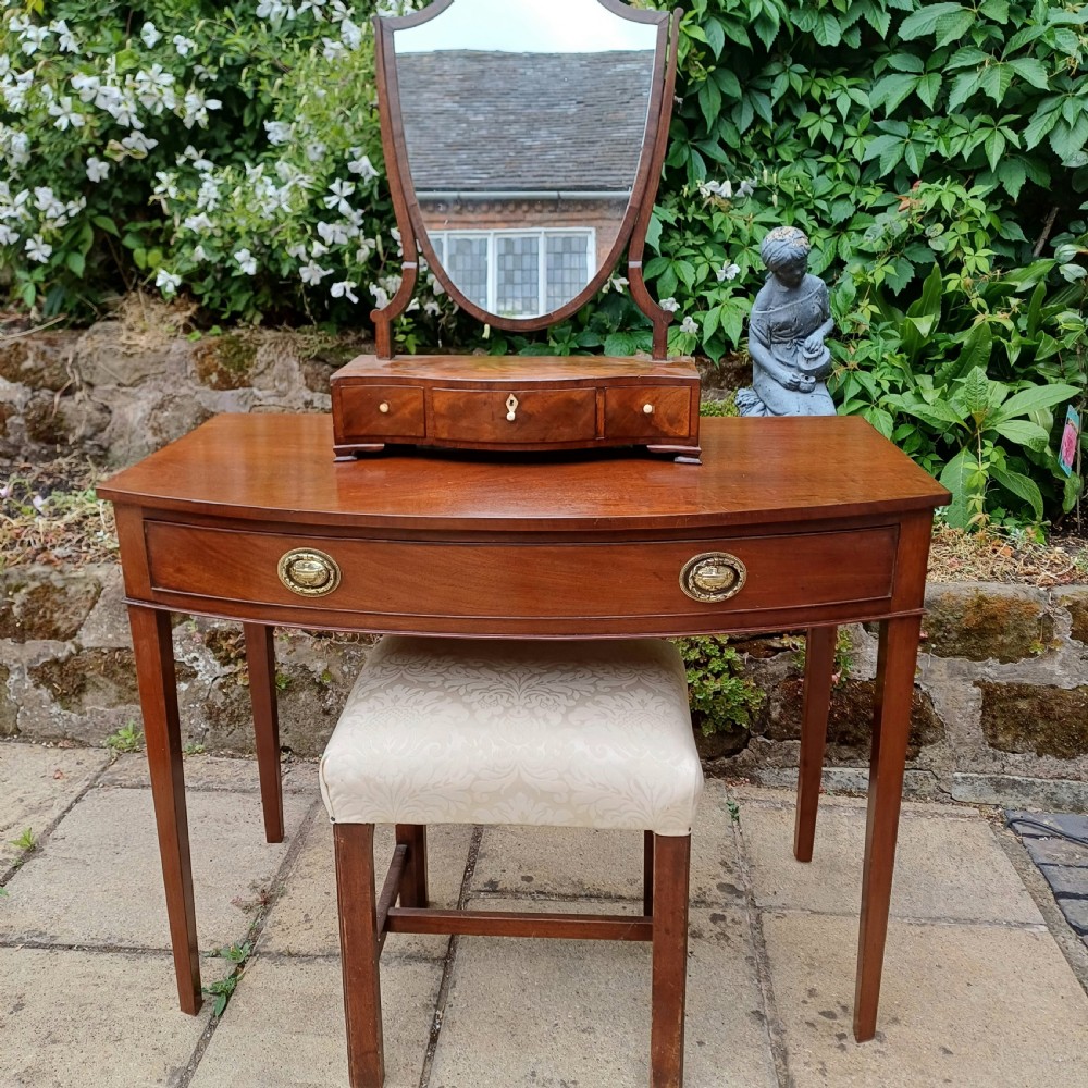 Georgian bow front writing dressing side table mahogany  View X