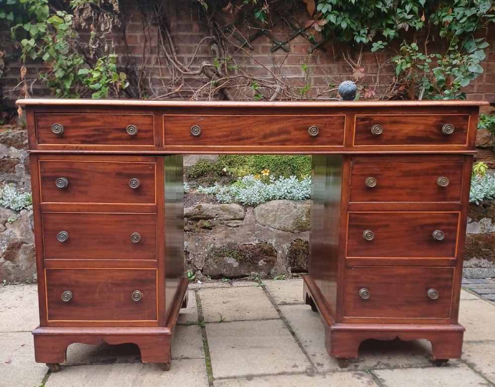 Victorian mahogany pedestal desk  View II