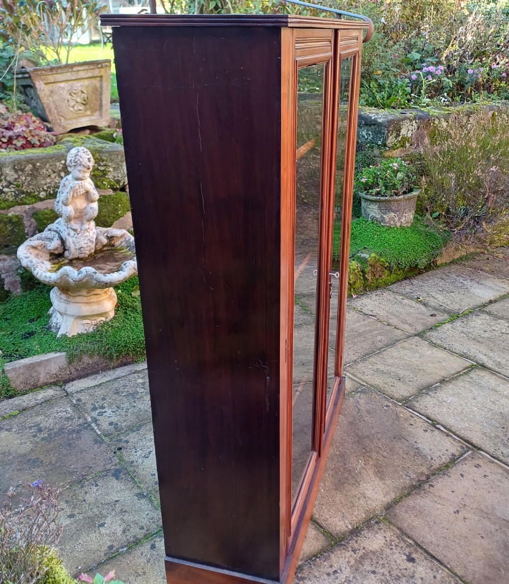 Edwardian walnut glazed bookcase  View X