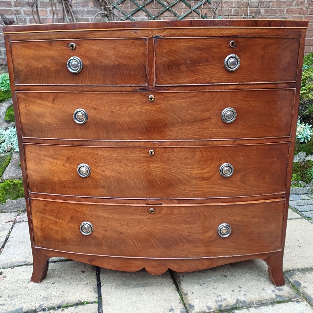 Georgian mahogany bow fronted front chest of drawers  View IV