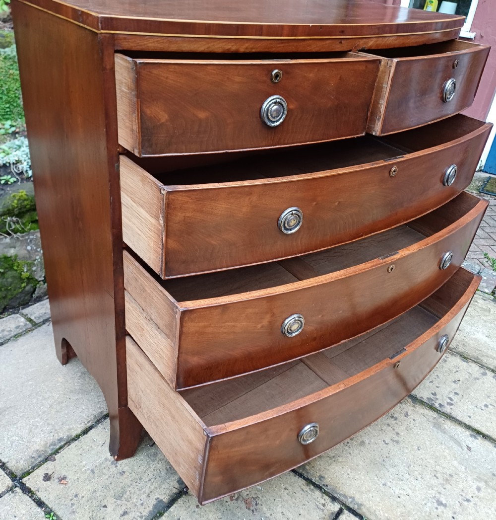 Georgian mahogany bow fronted front chest of drawers  View V