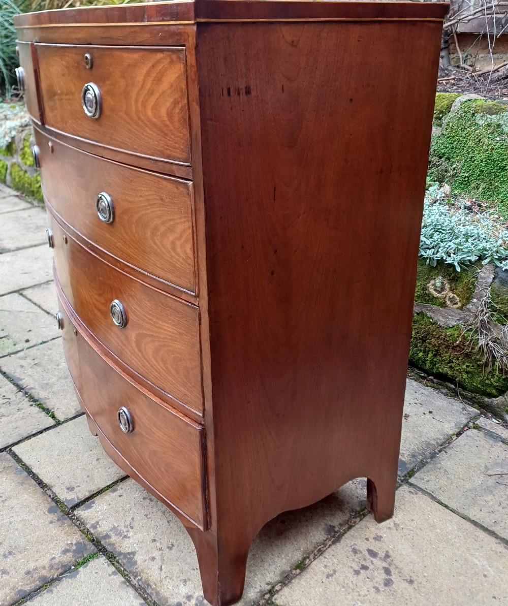 Georgian mahogany bow fronted front chest of drawers  View VI